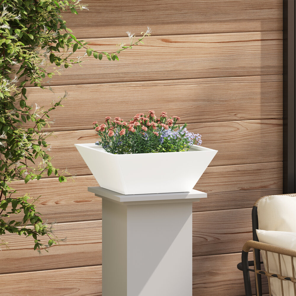 VidaXL Metalen Planter Coole Wit Metaal 40 x 40 x 15 cm Metalen Planter