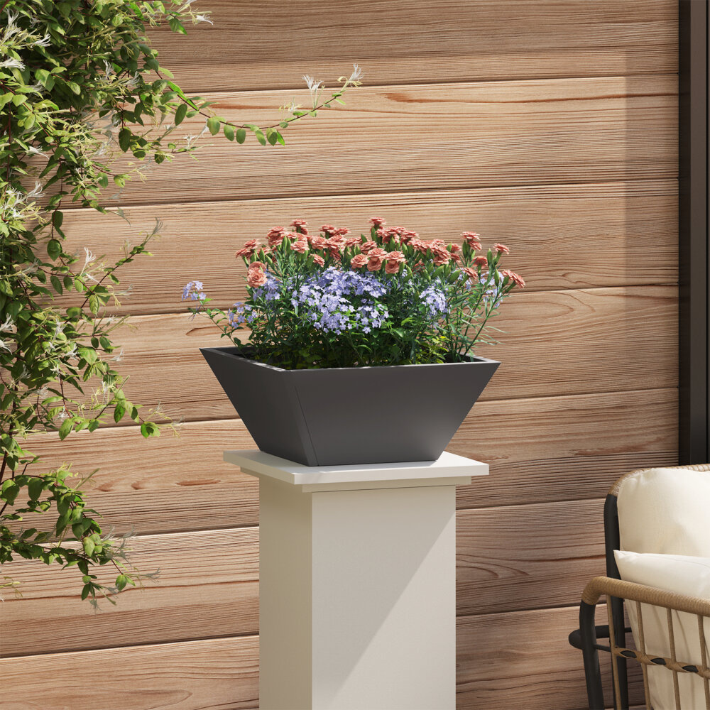 VidaXL metalen planter zwart metaal 35 x 35 x 15 cm duurzaam vierkant