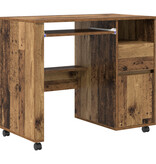 VidaXL Bruin Computerbureau Oud Hout Spaanplaat, Metaal Standaard