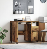 VidaXL Bruin Computerbureau Oud Hout Spaanplaat, Metaal Standaard