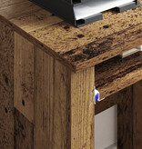 VidaXL Bruin Computerbureau Oud Hout Spaanplaat, Metaal Standaard