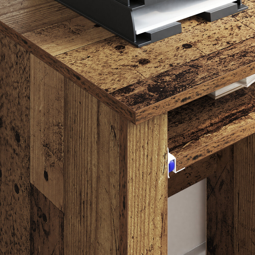 VidaXL Bruin Computerbureau Oud Hout Spaanplaat, Metaal Standaard