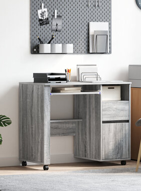 VidaXL Grijs Computerbureau Grijs Sonoma Geengineerd Hout Medium