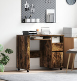 VidaXL Bruin Computerbureau Gerookt eiken Bewerkt hout Compact Lades