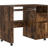 VidaXL Bruin Computerbureau Gerookt eiken Bewerkt hout Compact Lades