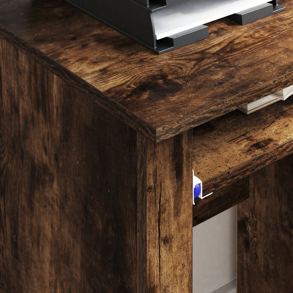 VidaXL Bruin Computerbureau Gerookt eiken Bewerkt hout Compact Lades