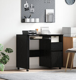 VidaXL Zwart Eiken Computerbureau Zwart Eiken Bewerkt hout, Metaal Medium