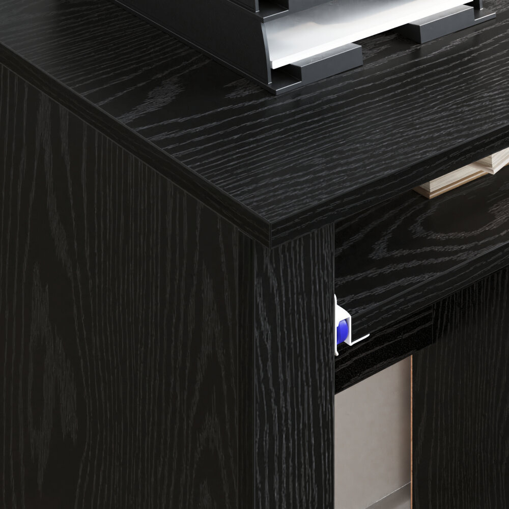 VidaXL Zwart Eiken Computerbureau Zwart Eiken Bewerkt hout, Metaal Medium