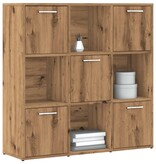 VidaXL Boekenrek 90x28x90 cm bewerkt hout artisanaal eikenkleurig