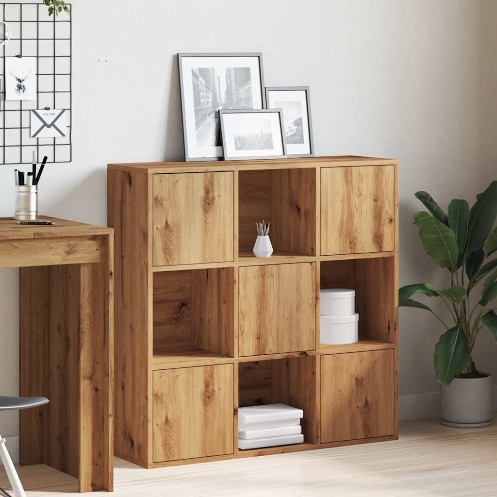 VidaXL Boekenrek 90x28x90 cm bewerkt hout artisanaal eikenkleurig
