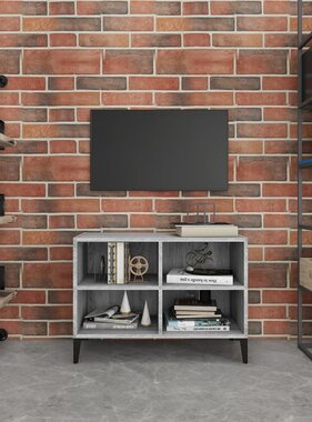 VidaXL Tv-meubel met metalen poten 69,5x30x50 cm grijs sonoma eiken