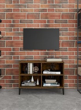 VidaXL Tv-meubel met metalen poten 69,5x30x50 cm gerookt eikenkleurig