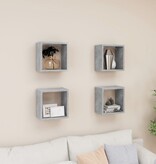 VidaXL Wandschappen kubus 4 st 26x15x26 cm betongrijs
