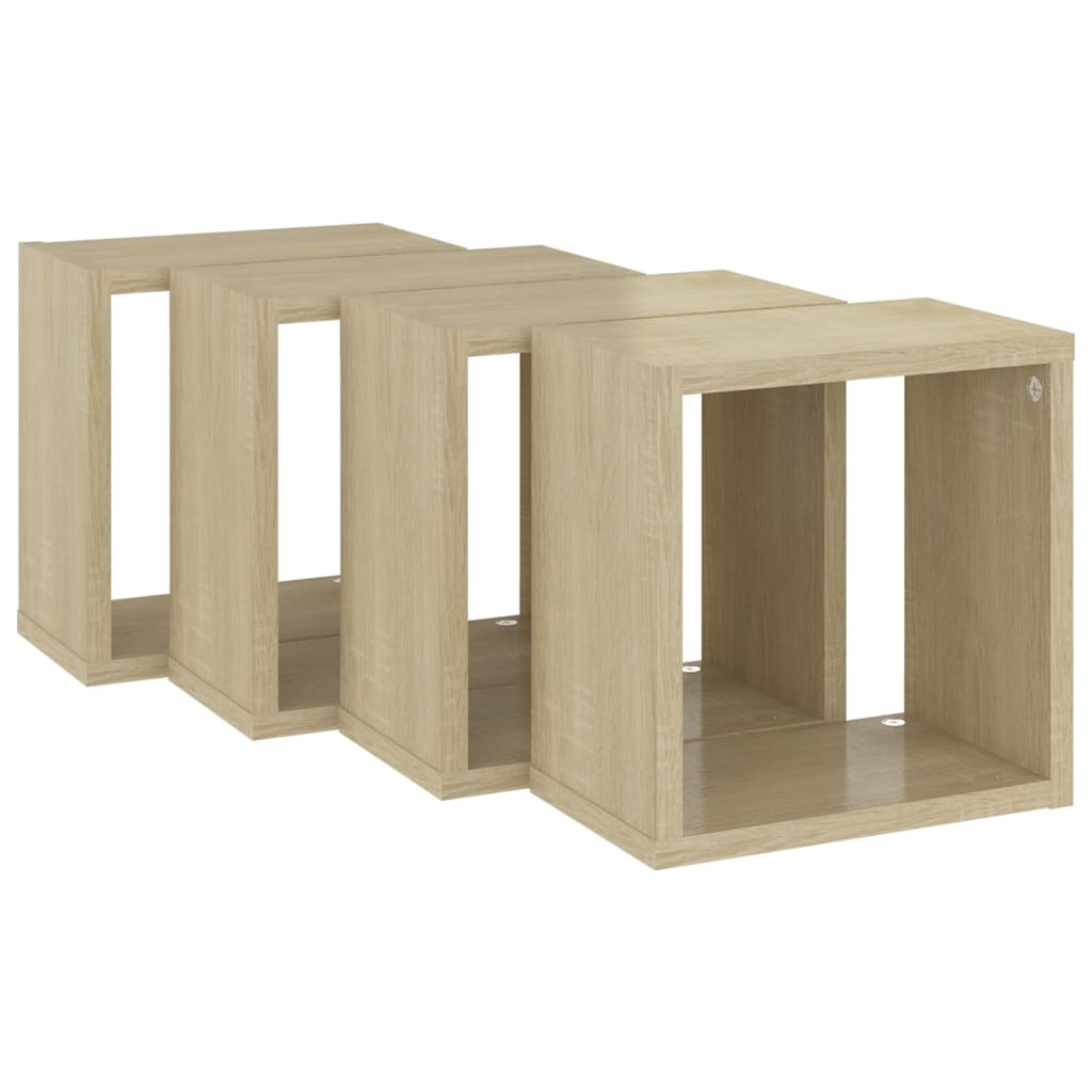 VidaXL Wandschappen kubus 4 st 26x15x26 cm sonoma eikenkleurig