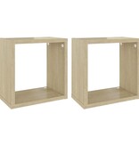 VidaXL Wandschappen kubus 2 st 26x15x26 cm sonoma eikenkleurig