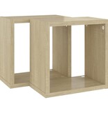 VidaXL Wandschappen kubus 2 st 26x15x26 cm sonoma eikenkleurig