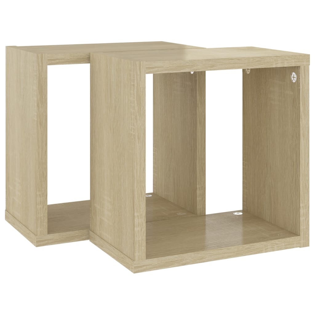 VidaXL Wandschappen kubus 2 st 26x15x26 cm sonoma eikenkleurig
