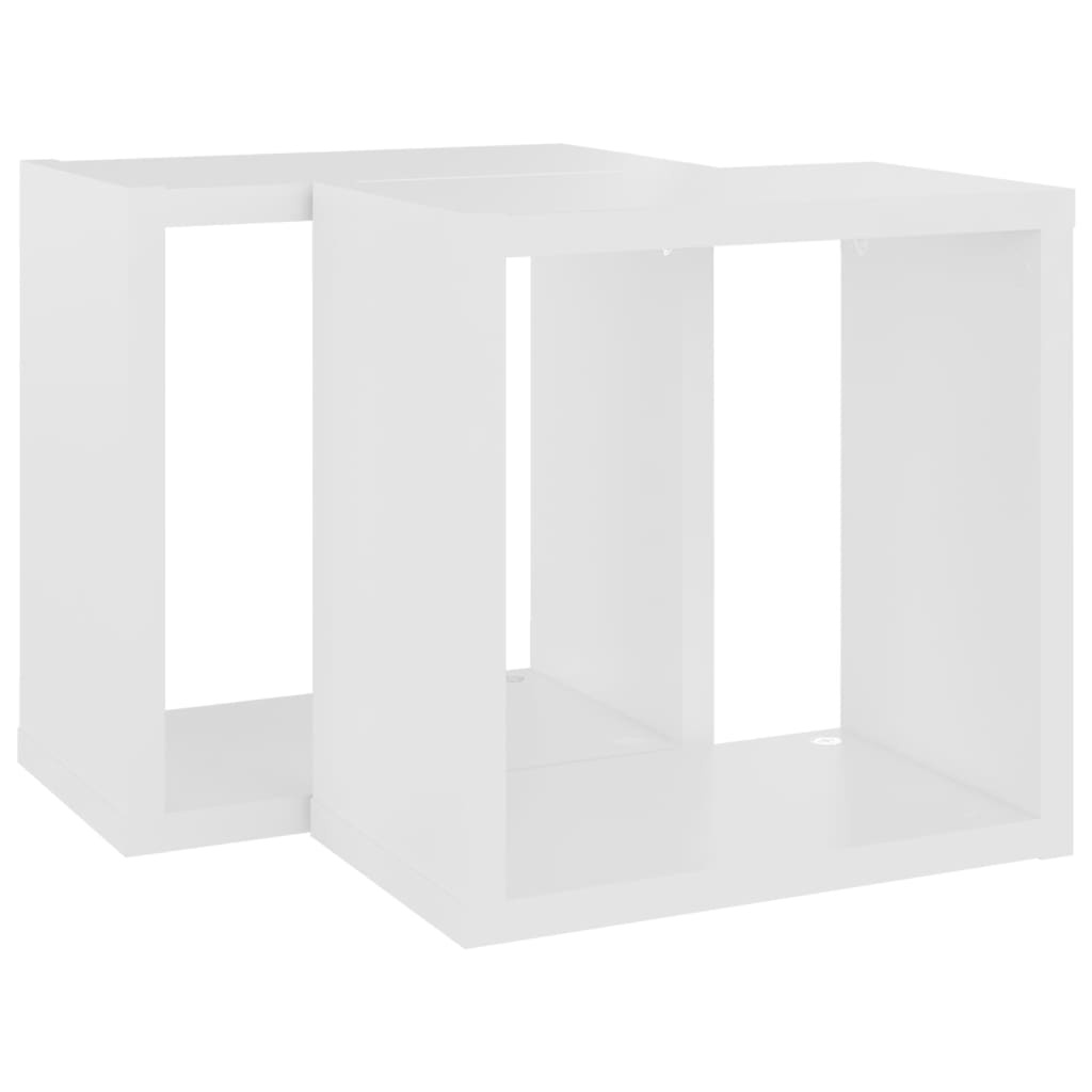 VidaXL Wandschappen kubus 2 st 26x15x26 cm wit