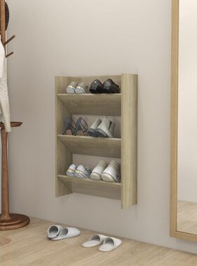 VidaXL Wandschoenenkast 60x18x90 cm spaanplaat sonoma eikenkleurig