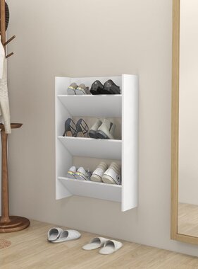VidaXL Wandschoenenkast 60x18x90 cm spaanplaat wit