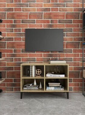 VidaXL Tv-meubel met metalen poten 69,5x30x50 cm sonoma eikenkleurig
