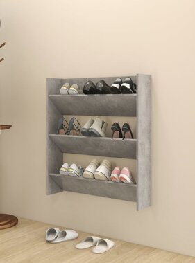 VidaXL Wandschoenenkast 80x18x90 cm spaanplaat betongrijs