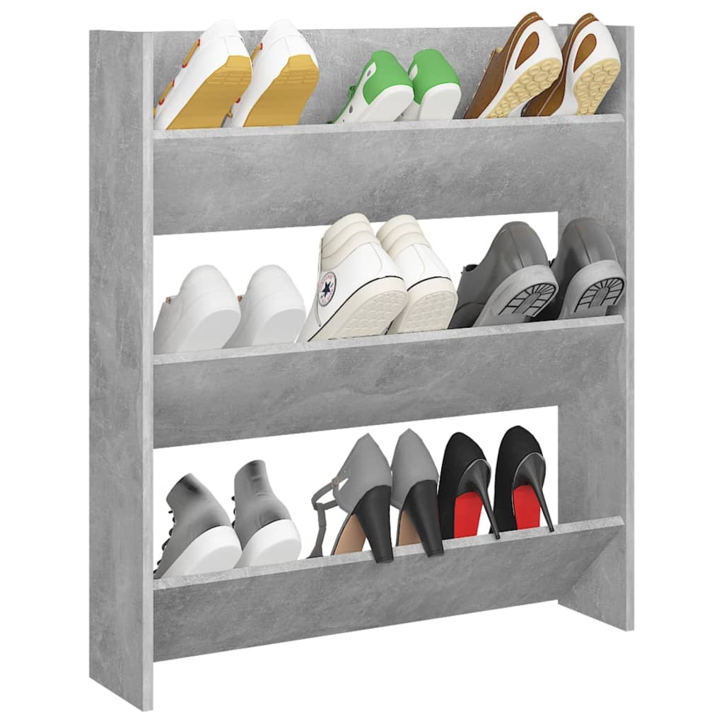 VidaXL Wandschoenenkast 80x18x90 cm spaanplaat betongrijs