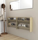 VidaXL Wandschoenenkasten 2 st 80x18x60 cm spaanplaat sonoma eiken