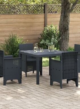 VidaXL Tuin Tafel Anthraciet 100x100x73 cm Poly Rattan