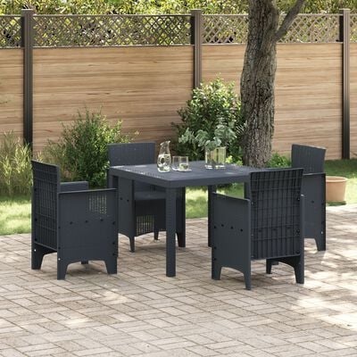 VidaXL Tuin Tafel Anthraciet 100x100x73 cm Poly Rattan