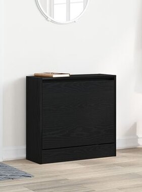 VidaXL Schoenenkast Zwart Eiken 60x21x57 cm Geengineerd Hout