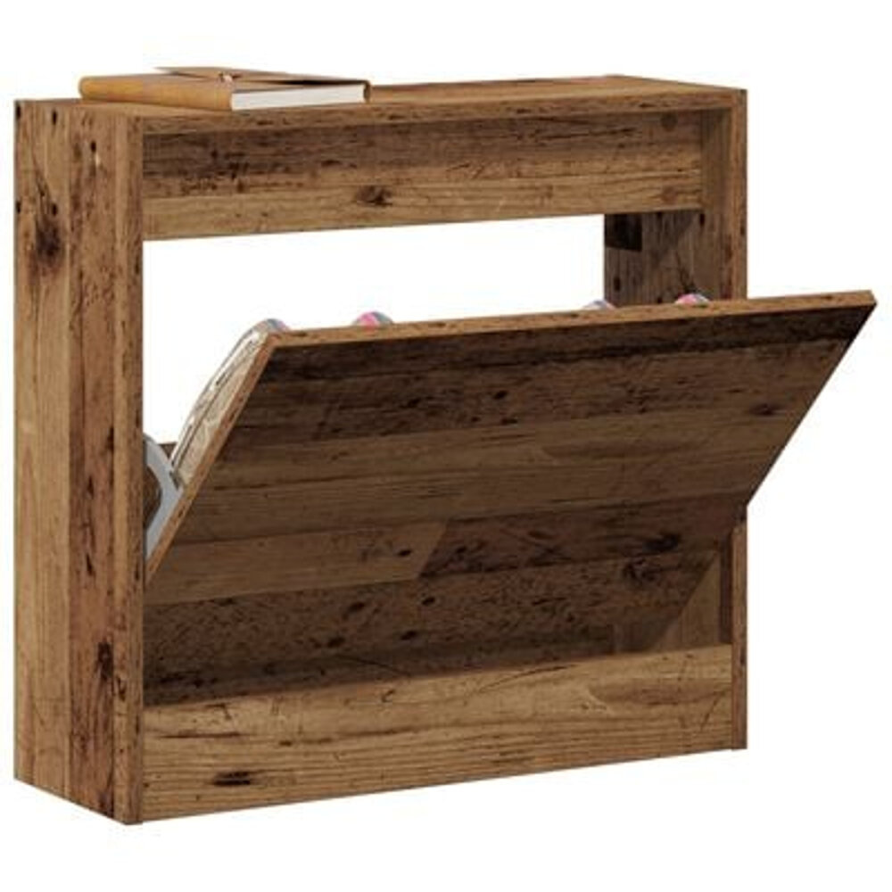 VidaXL Schoenkast Oud Hout 60x21x57 cm Gelaagd Hout