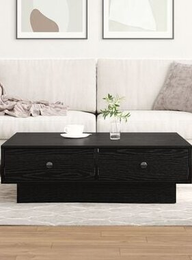 VidaXL Salontafel Zwart eiken Bewerkt hout 90 x 90 x 28 cm Salontafel