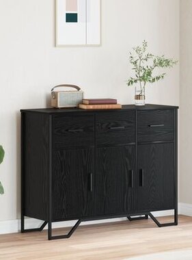 VidaXL Dressoir Zwart Eiken 97x32.5x74.5 cm Engineered Hout