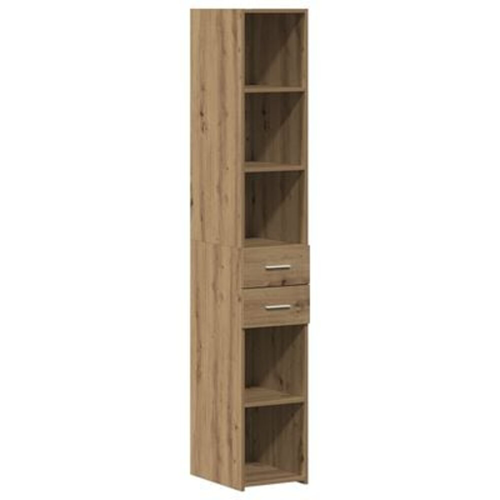 VidaXL Highboard Zwart Eiken 30x42,5x185 cm Bewerkt Hout