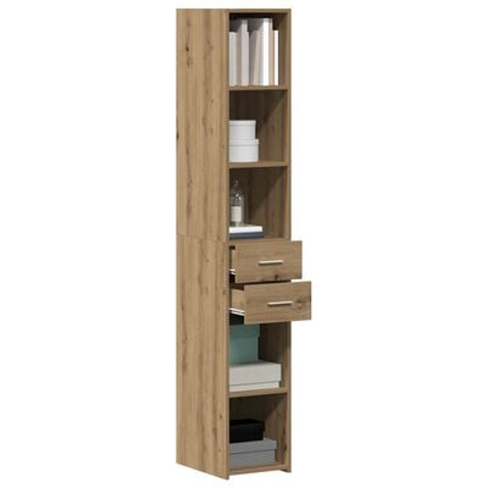 VidaXL Highboard Zwart Eiken 30x42,5x185 cm Bewerkt Hout