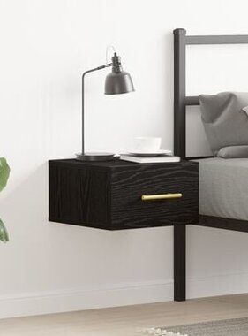 VidaXL Nachtkastje wandgemonteerd 35x35x20 cm zwart eikenkleurig