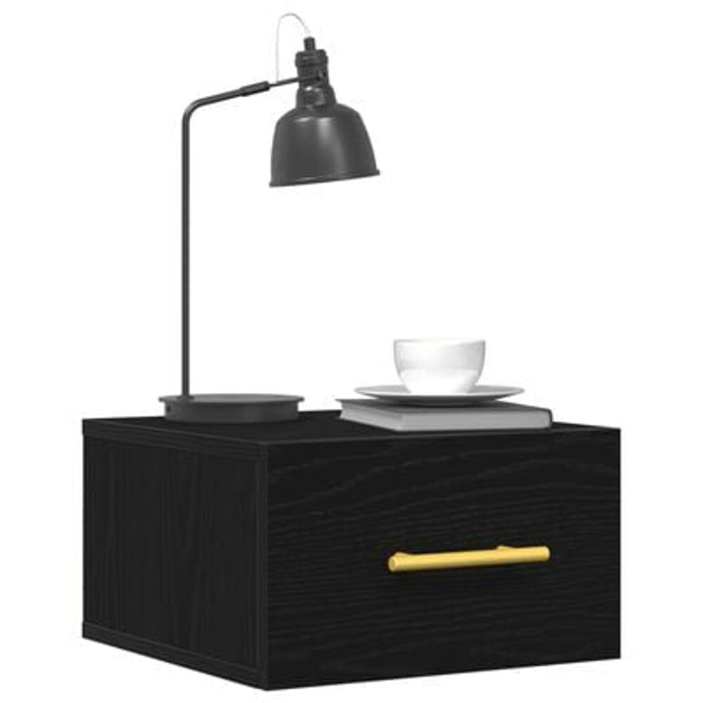VidaXL Nachtkastje wandgemonteerd 35x35x20 cm zwart eikenkleurig