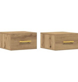 VidaXL Nachtkastjes 2 st wandgemonteerd 35x35x20 cm artisanaal eiken