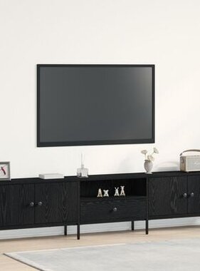 VidaXL Tv-meubel met lade 200x25x44 cm bewerkt hout zwart eikenkleurig