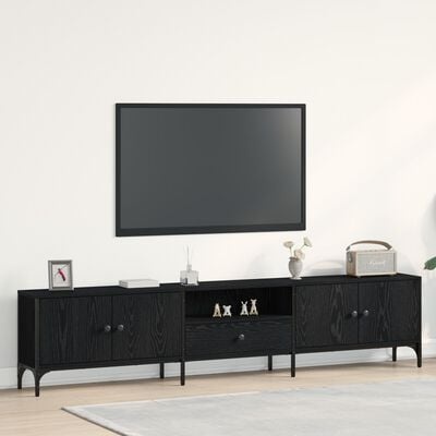 VidaXL Tv-meubel met lade 200x25x44 cm bewerkt hout zwart eikenkleurig