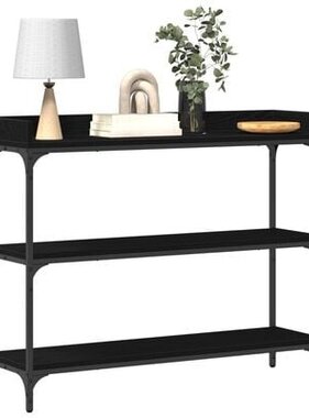 VidaXL Wandtafel 100x30x80 cm bewerkt hout en staal zwart eikenkleurig