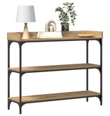 VidaXL Wandtafel 100x30x80 cm bewerkt hout en staal artisanaal eiken