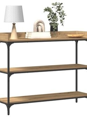 VidaXL Wandtafel 100x30x80 cm bewerkt hout en staal artisanaal eiken