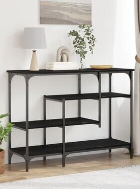 VidaXL Wandtafel 100x35x75 cm bewerkt hout en staal zwart eikenkleurig