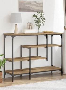 VidaXL Wandtafel 100x35x75 cm bewerkt hout en staal artisanaal eiken