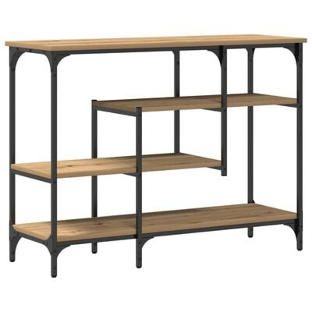 VidaXL Wandtafel 100x35x75 cm bewerkt hout en staal artisanaal eiken