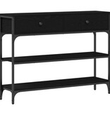 VidaXL Wandtafel 100x25x75 cm bewerkt hout en staal zwart eikenkleurig