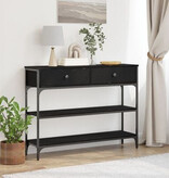 VidaXL Wandtafel 100x25x75 cm bewerkt hout en staal zwart eikenkleurig