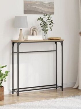 VidaXL Wandtafel 75x19,5x75 cm bewerkt hout en staal artisanaal eiken